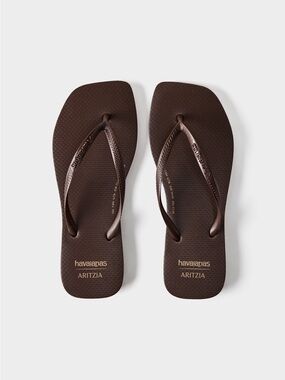 Havaianas x Aritzia Slim Square Flip-Flops Brown